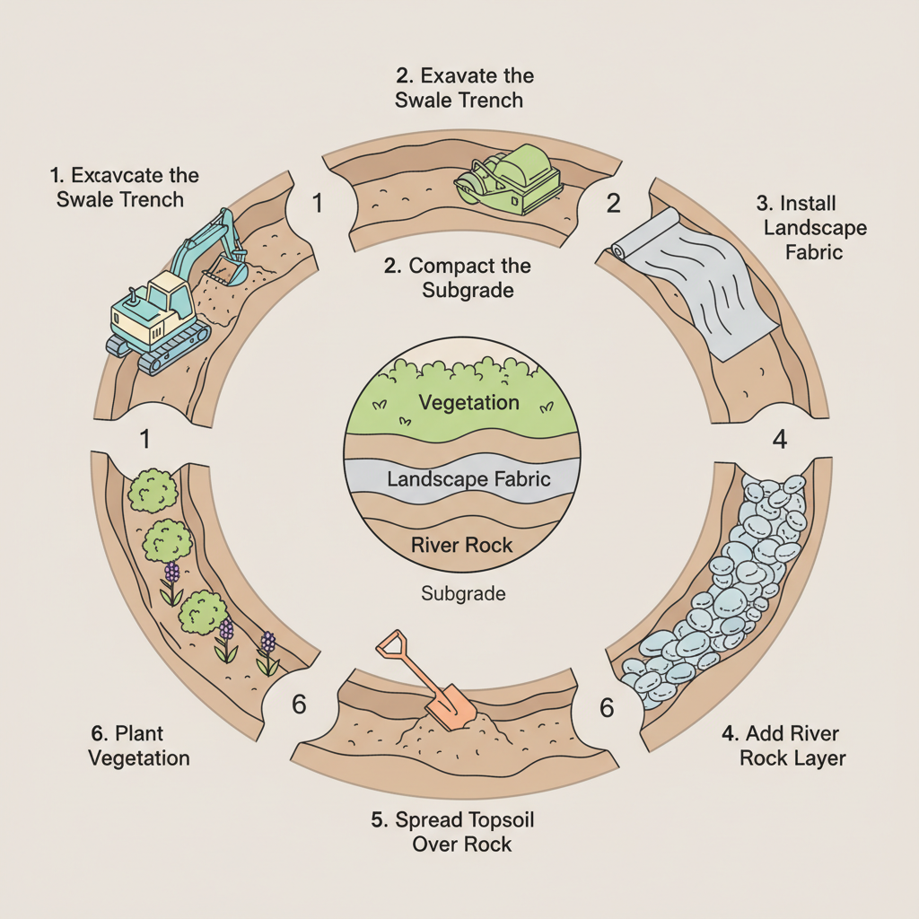 Drainage Swale Stones: Riprap Size & Tonnage Guide installation diagram