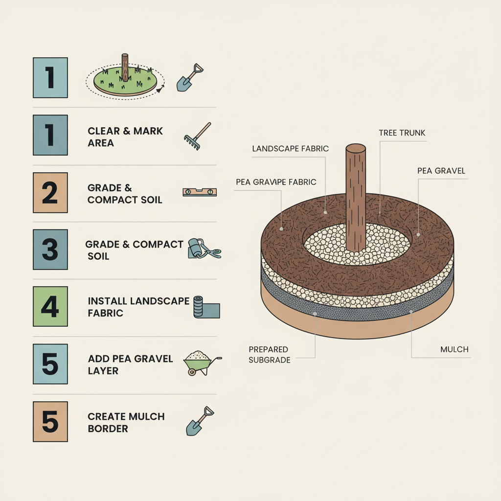 Tree Ring Mulch & Gravel: Depth Guide & Tonnage Per Tree installation diagram